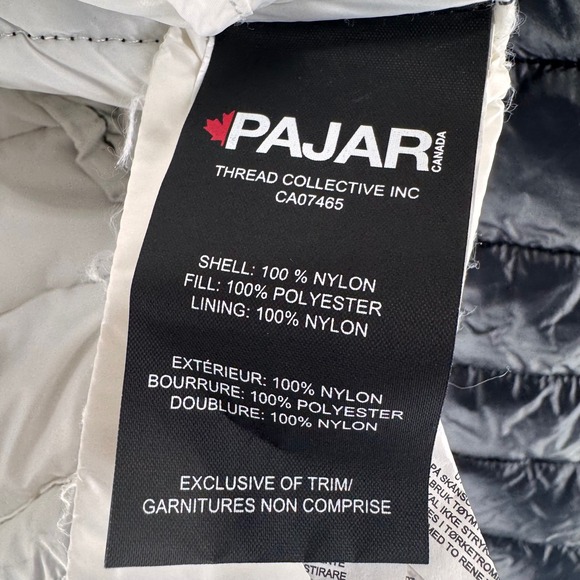 Pajar Canada Black Hooded puffer Jacket Lightweight full face zipper Women's XS - Picture 8 of 9